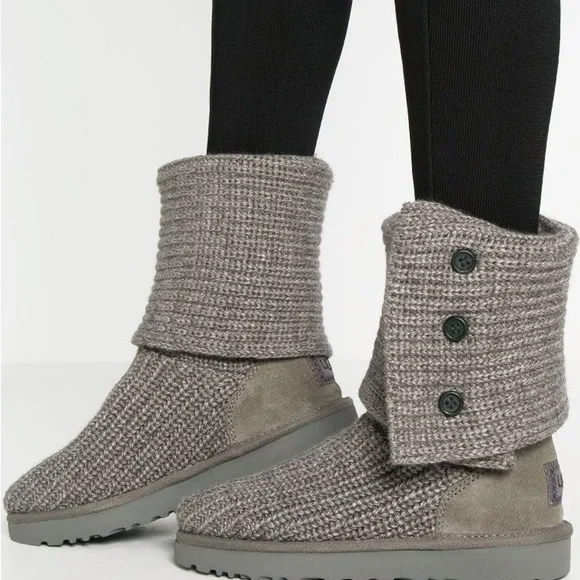 UGG Australia classic Cardi woven knit gray boots - Picture 2 of 10